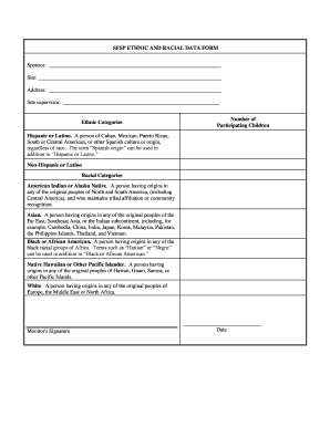 SFSP Ethnic and Racial Data Form