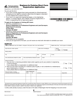 Engineer-In-Training Registration Application