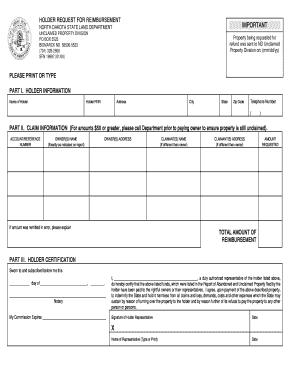 Reimbursement Request Form (PDF Format) - North Dakota State ... - land nd