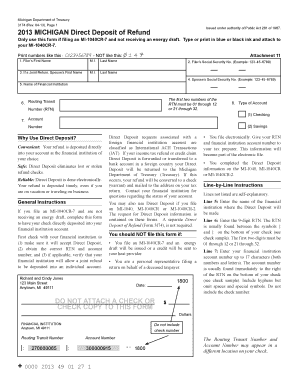 Michigan Direct Deposit of Refund Form 3174