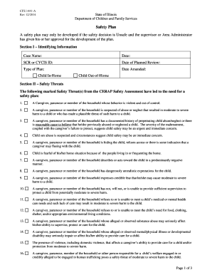 Illinois Child Safety Plan Form CFS 1441-A