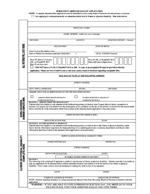 Pennsylvania Permanent Absentee Ballot Application