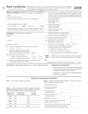 Wisconsin Rent Certificate