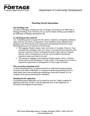Michigan Plumbing Permit Application
