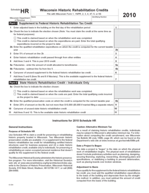 Wisconsin Historic Rehabilitation Credits Form