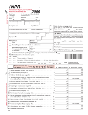 Wisconsin Nonresident and Part-Year Resident Income Tax Form 1NPR