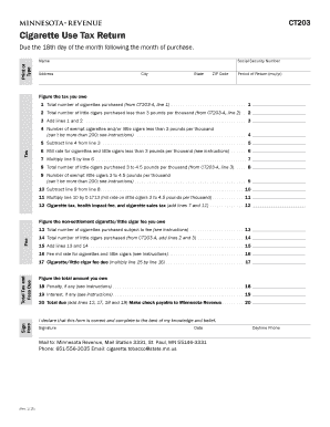 Minnesota Cigarette Use Tax Return