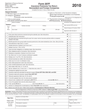 Connecticut Form 207F Insurance Premiums Tax Return