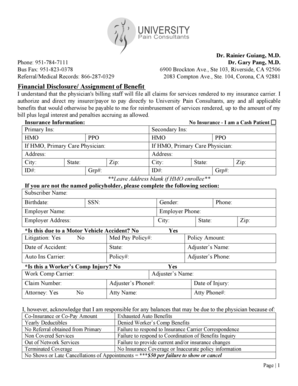 University Pain Consultants Financial Disclosure Form