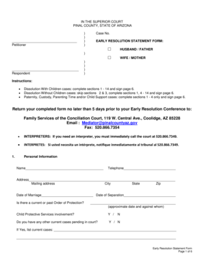 Early Resolution Statement Form