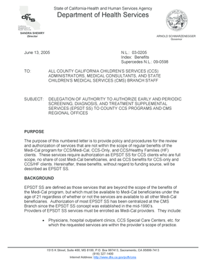 California EPSDT SS Authorization Form