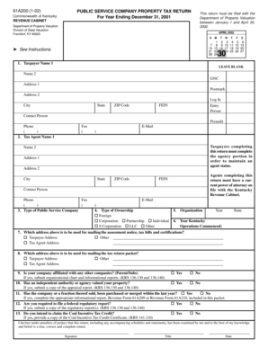 Kentucky Public Service Company Property Tax Return