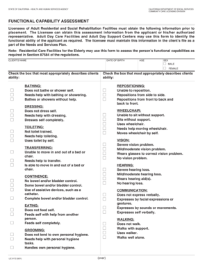 California Functional Capability Assessment Form