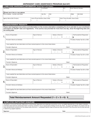 Dependent Care Assistance Program Claims Form