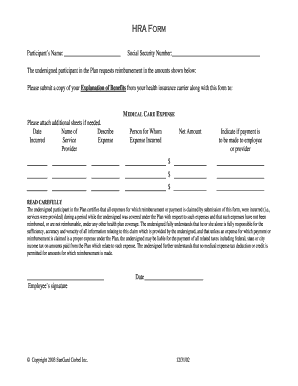HRA Reimbursement Form
