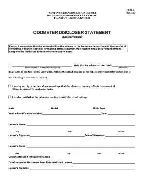Odometer Disclosure Statement