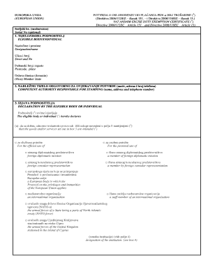 EU VAT and Excise Duty Exemption Certificate