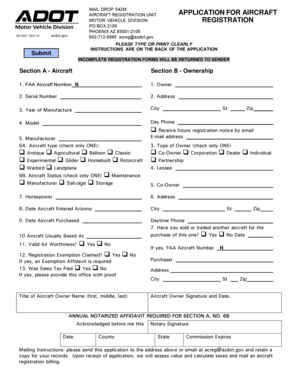 Arizona Aircraft Registration Application