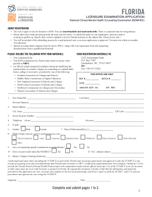 Florida Licensure Examination Application