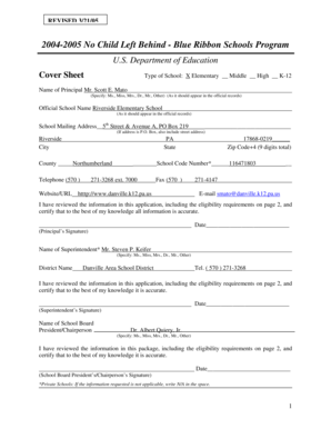No Child Left Behind Blue Ribbon Schools Program Application