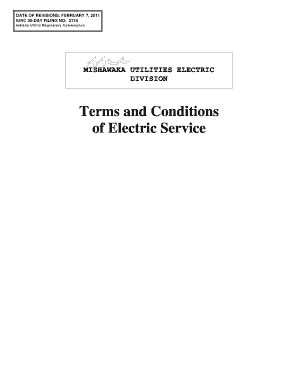 Editable taxi receipt template - Terms and Conditions of Electric Service MISHAWAKA UTILITIES - in