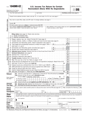 Form 1040NR-EZ US Nonresident Tax Return