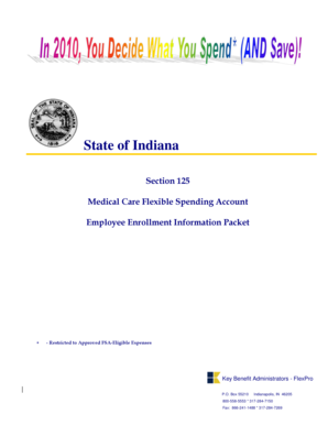 Indiana Medical Care Flexible Spending Account Enrollment Form
