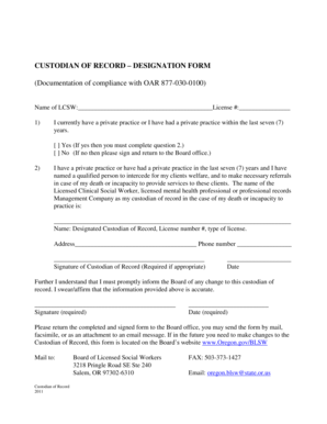 Oregon Custodian of Record Designation Form