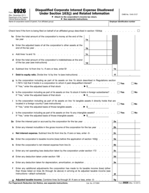 Form 8926 Disqualified Corporate Interest Expense