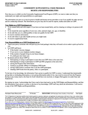 Commodity Supplemental Food Program Rights and Responsibilities