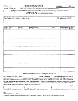 Texas Petition in Lieu of Filing Fee