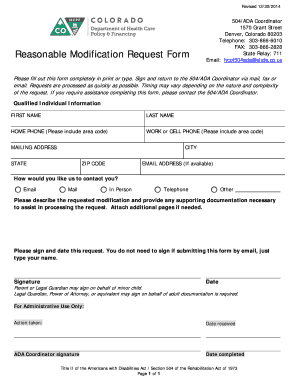 Reasonable Modification Request Form