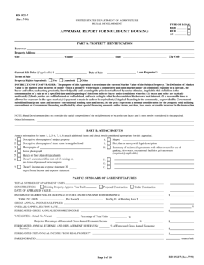 USDA Multi-Unit Housing Appraisal Form