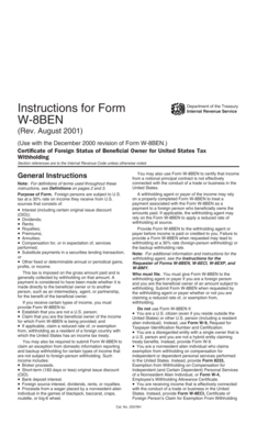 IRS Form W-8BEN Certificate of Foreign Status