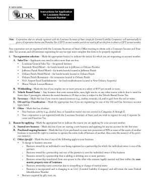 Louisiana Revenue Account Application