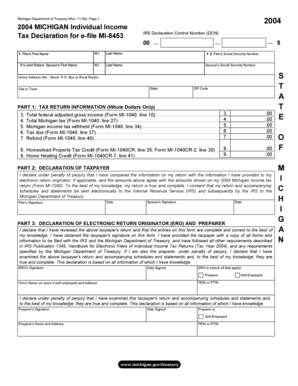 Michigan Individual Income Tax Declaration for e-file