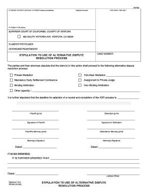 California ADR Information and Stipulation Form