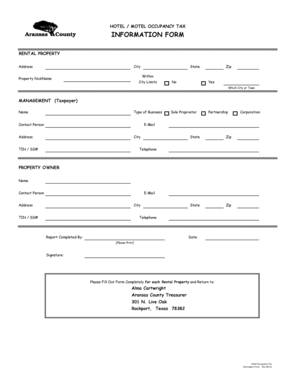 Hotel Occupancy Tax Information Form