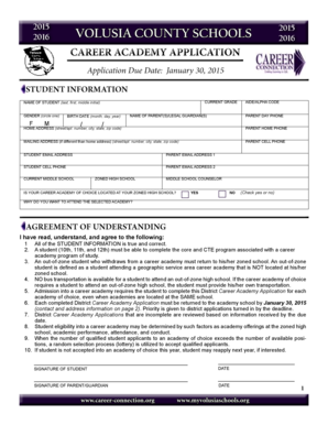 Volusia County Career Academy Application 2015
