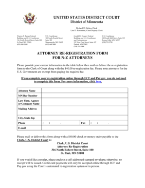 US District Court Attorney Re-Registration Form