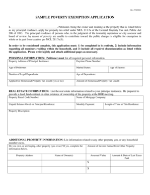 Michigan Poverty Exemption Application