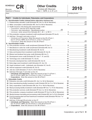 Wisconsin Schedule CR Other Credits