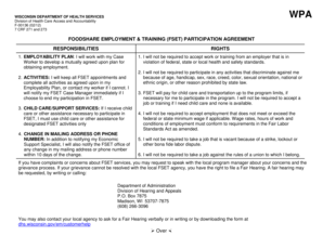 Wisconsin FoodShare Employment Training Participation Agreement