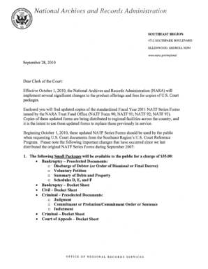 NARA Order for Copies of Civil Cases Form