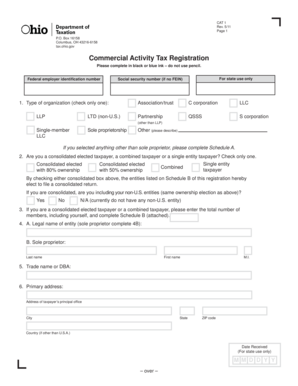 Ohio Commercial Activity Tax Registration Form