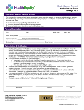 Health Savings Account Authorization Form