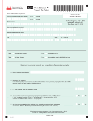 District of Columbia Personal Property Tax Return