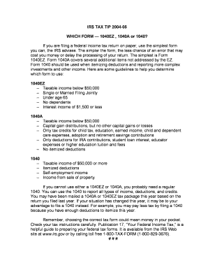 IRS Tax Tip 2004-05: Which Form to Use