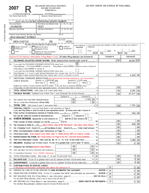 Delaware Individual Resident Income Tax Return