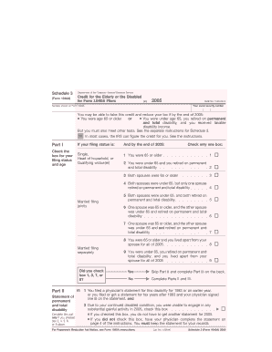 Schedule 3 (Form 1040A) Credit for the Elderly or the Disabled